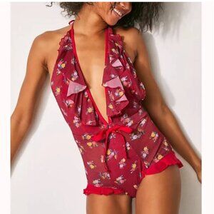 NWT Free People x We Are HAH Butterfly Bodysuit In Cheap Perfume Wino Medium